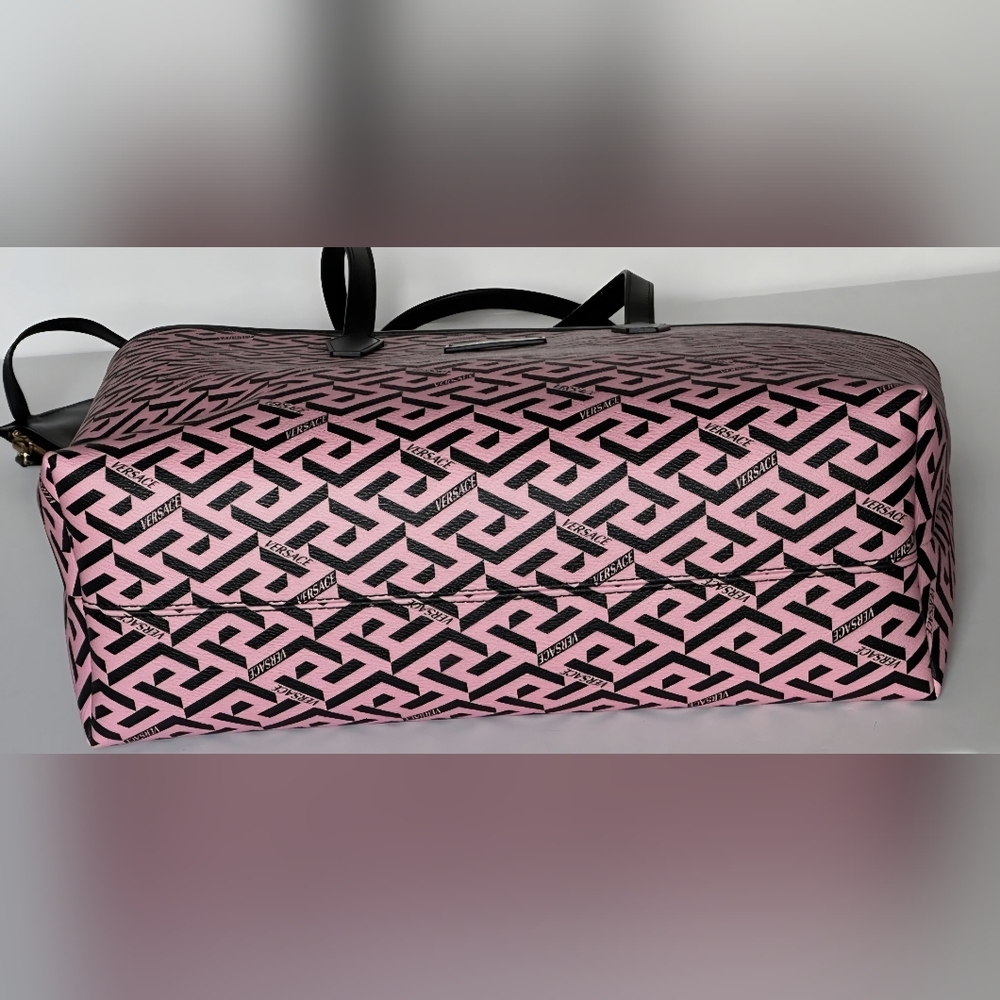 Versace Greca Coated Canvas Leather Pink/Black Tote Bag w COA (NWT) RETAIL $1125 - Picture 9 of 15
